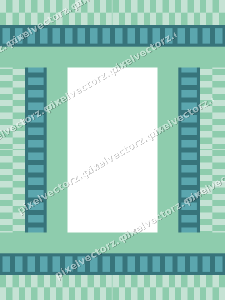 Decorative picture frame border in green and teal with dentil