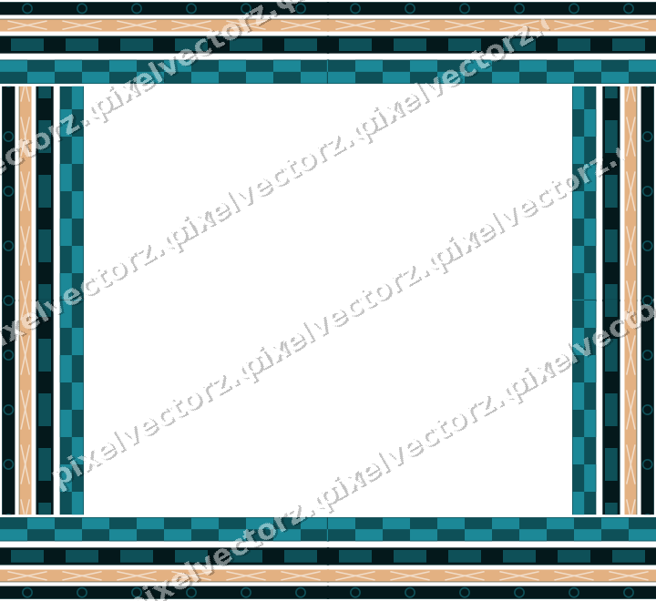 Decorative picture frame border in dark teal with ring chain