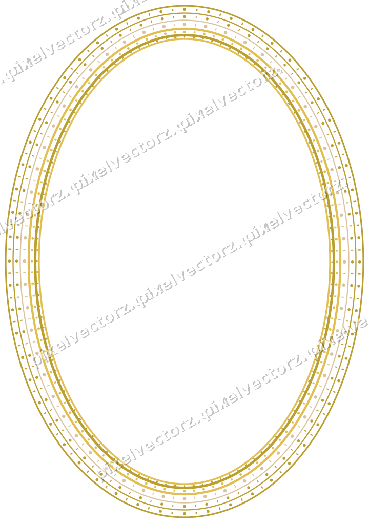 Decorative line art frame in amber and pale orange with oval