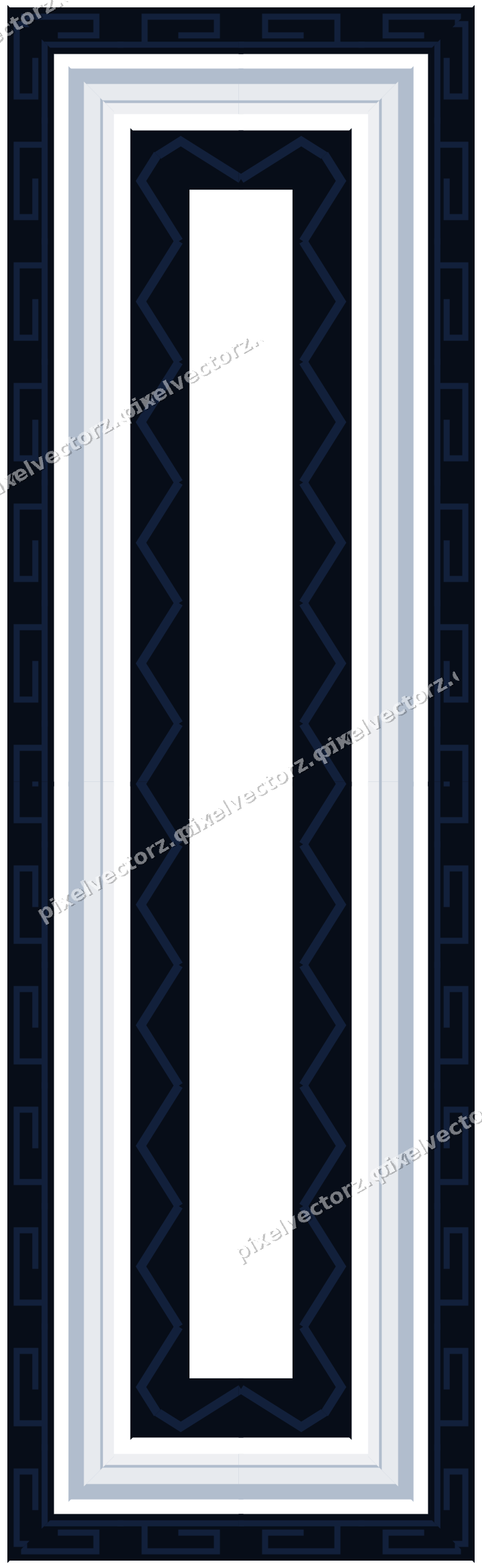 Decorative picture frame border in dark blue and white with greek key
