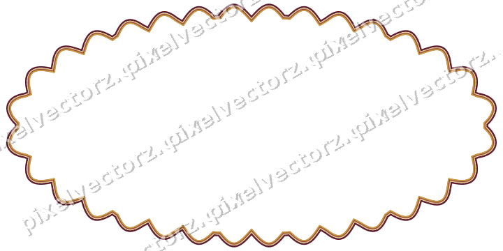 Decorative line art frame in dark pink and amber with oval