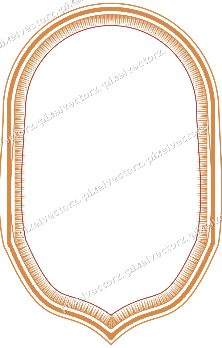 Decorative line art frame in orange and amber with label plaque