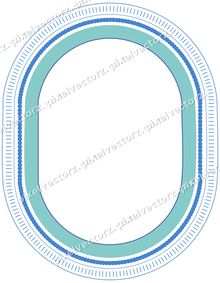 Decorative line art frame in blue and cyan with label plaque