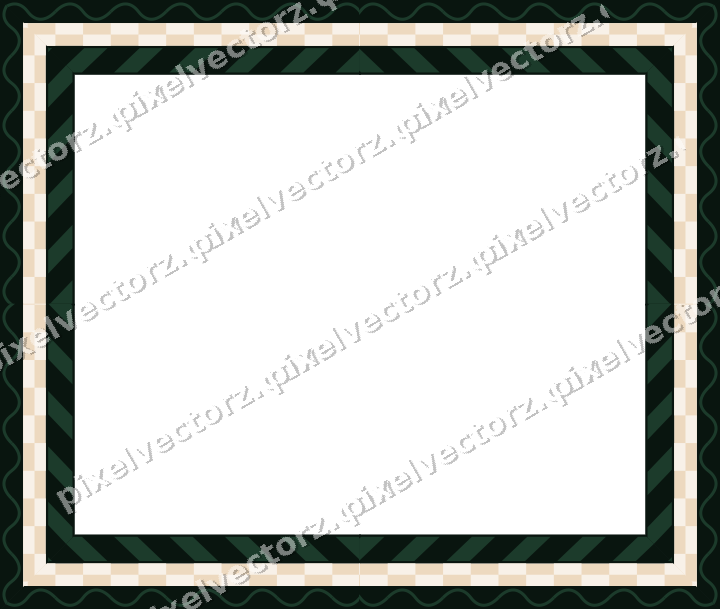 Decorative picture frame border in dark green with wave band