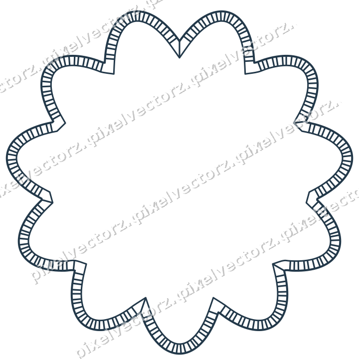 Decorative line art frame in orange and cyan with oval