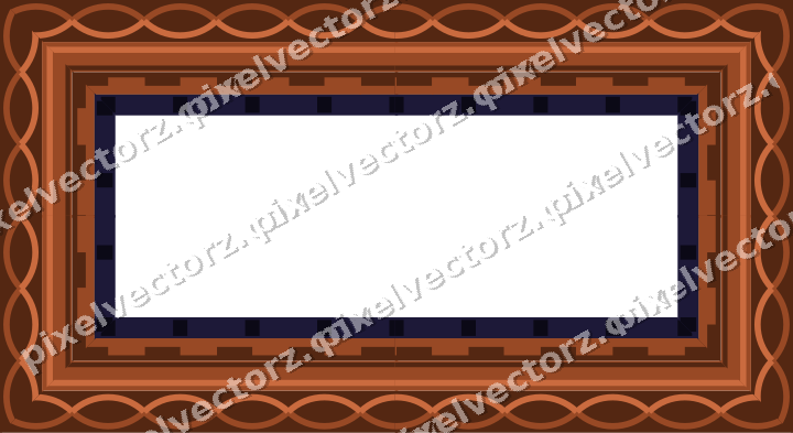 Decorative picture frame border in orange and blue with step band