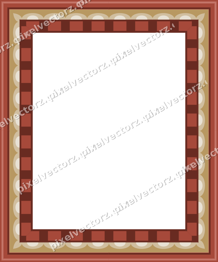 Decorative picture frame border in orange and amber with scale band