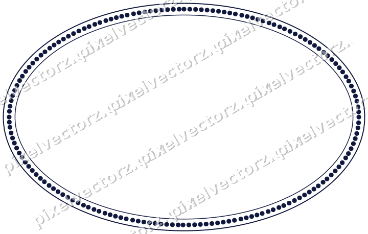 Decorative line art frame in amber and blue with oval and dotted line