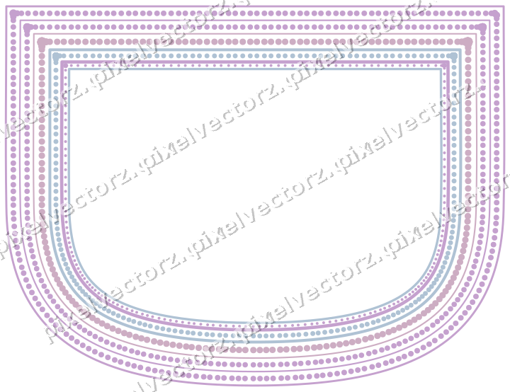 Decorative line art frame in purple and blue with shield