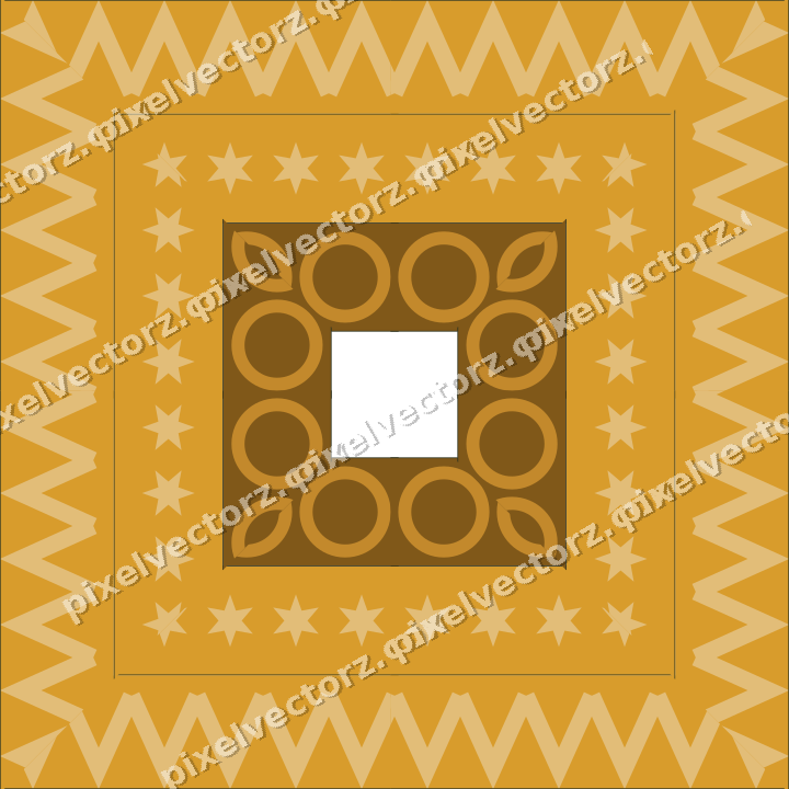 Decorative picture frame border in amber and dark teal with star band