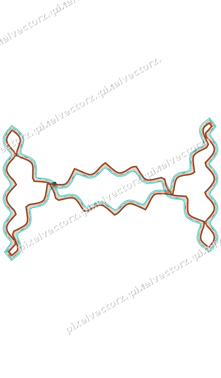 Decorative line art frame in orange and teal with label plaque
