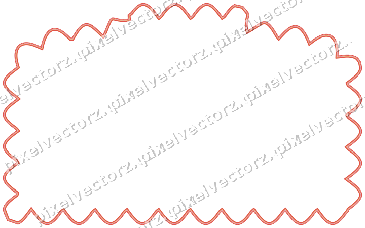 Decorative line art frame in red and orange with label plaque