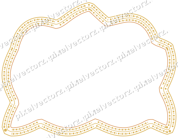 Decorative line art frame in orange and amber with label plaque