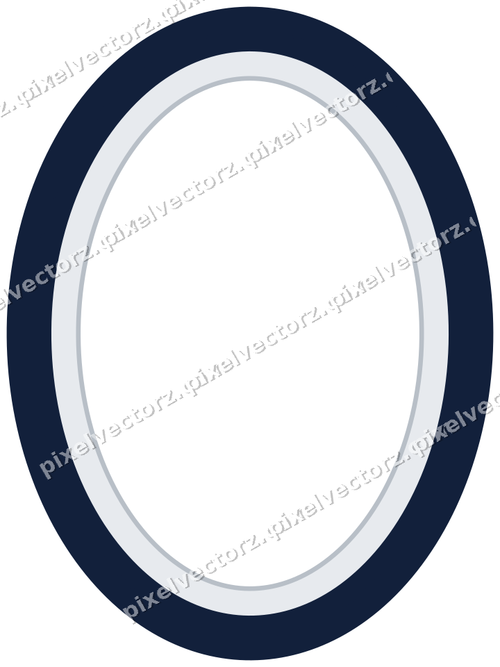 Decorative line art frame in dark blue and white with oval
