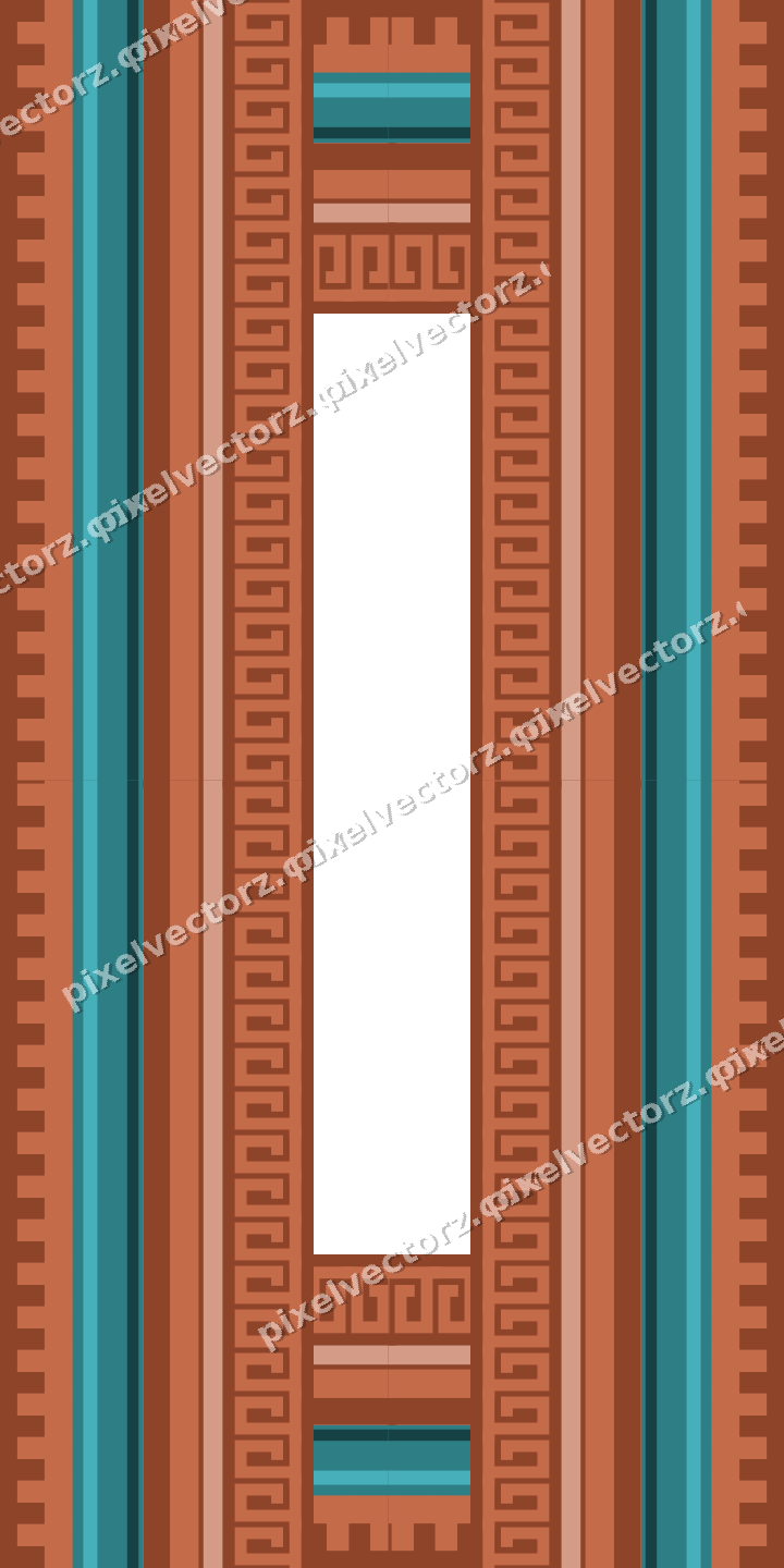 Decorative picture frame border in dark teal and orange with step band