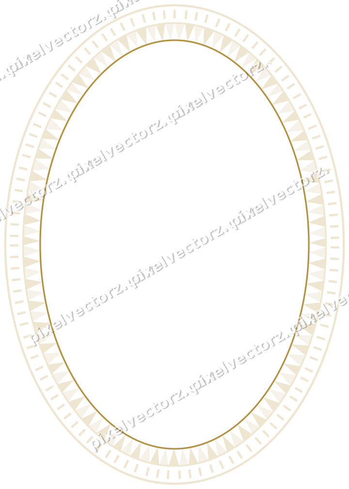 Decorative line art frame in dark magenta and amber with oval