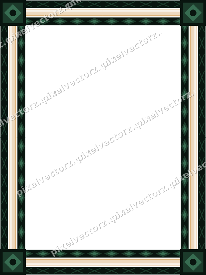 Decorative picture frame border in dark green with cross band