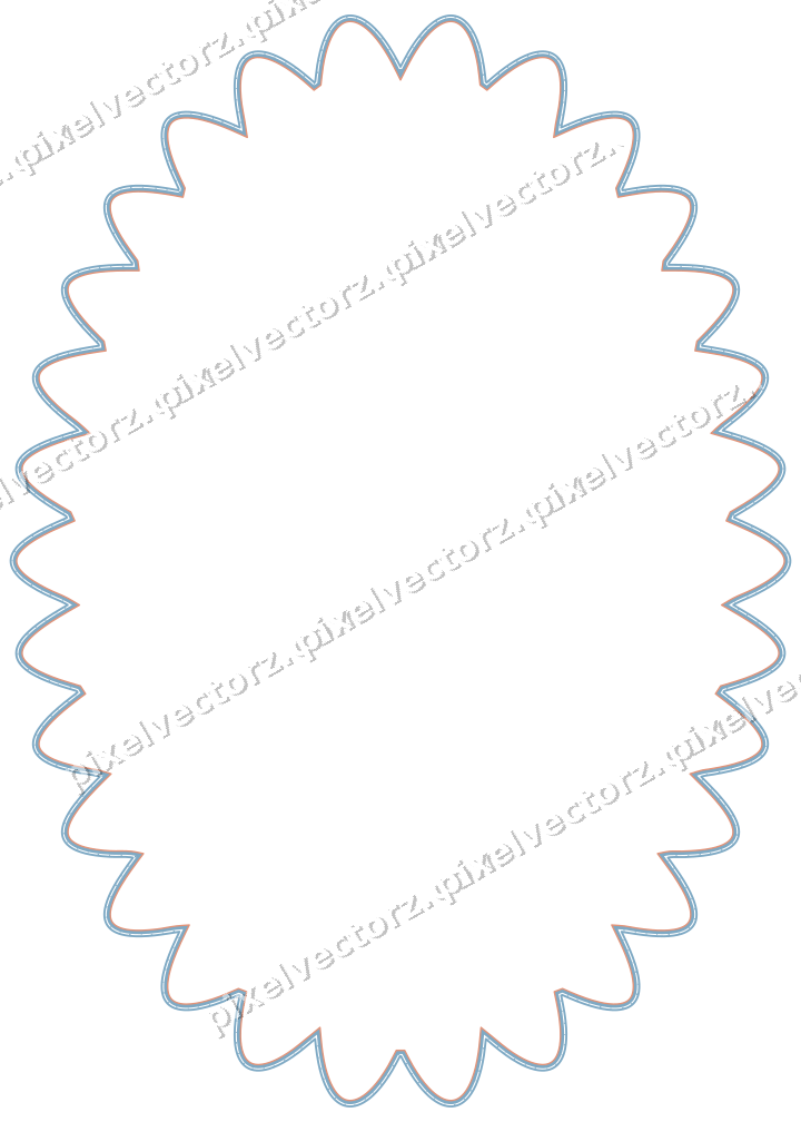 Decorative line art frame in orange and cyan with oval
