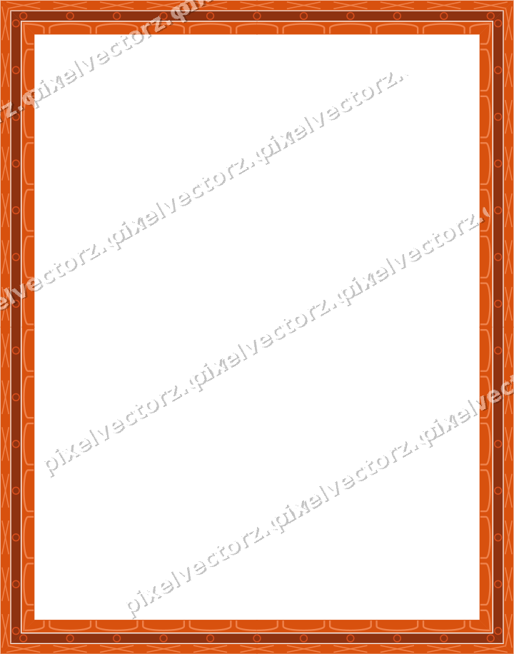 Decorative picture frame border in orange and teal with cross band