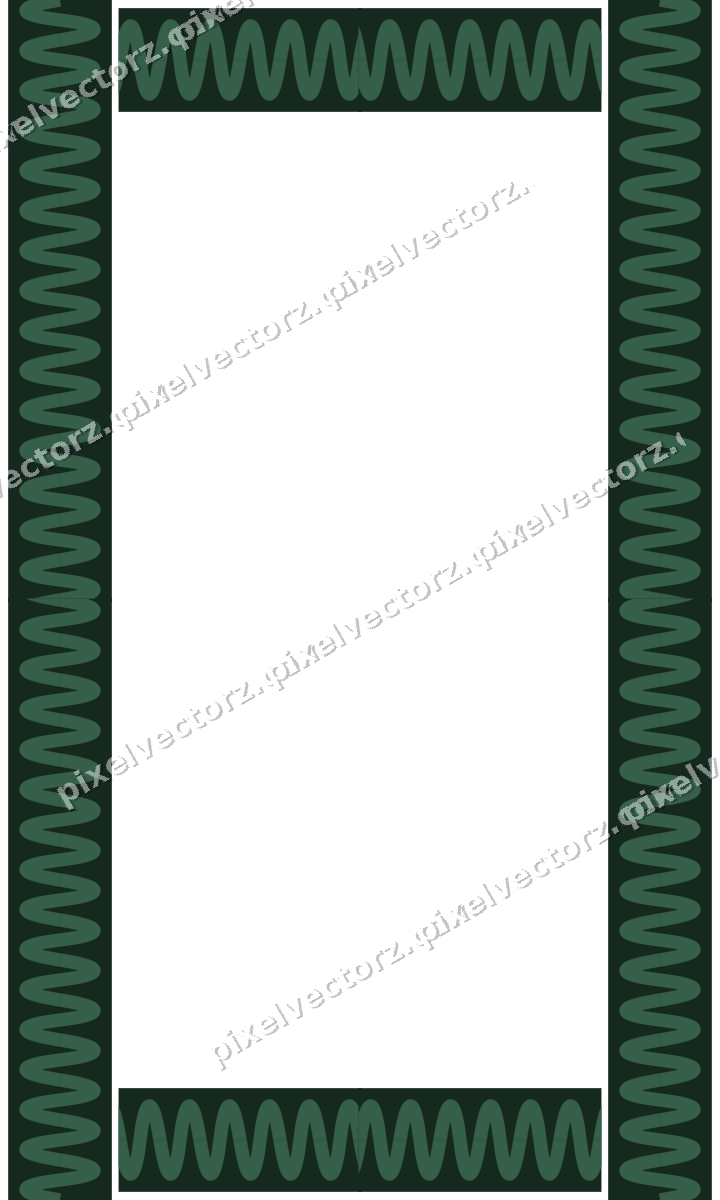 Decorative picture frame border in dark green with wave band