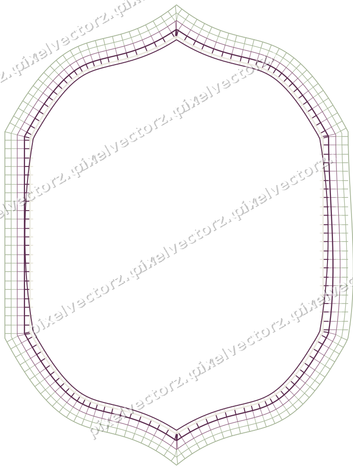 Decorative line art frame in dark magenta and lime with label plaque