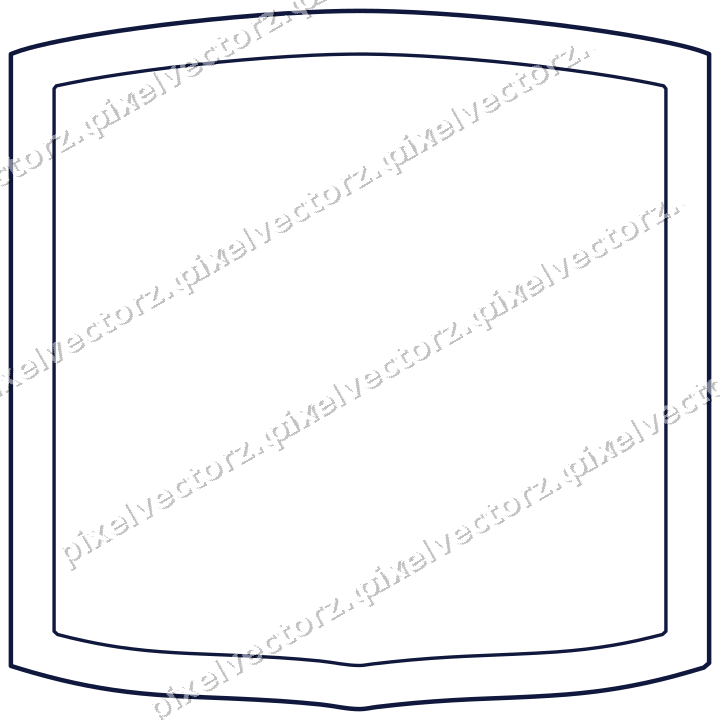 Decorative line art frame in amber and blue with label plaque