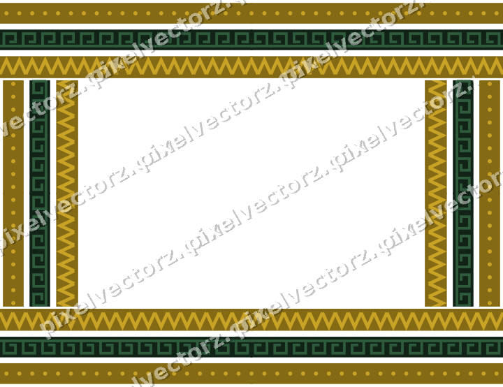 Decorative picture frame border in dark green and amber with dot row