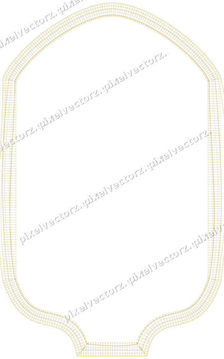 Decorative line art frame in amber and pale orange with label plaque