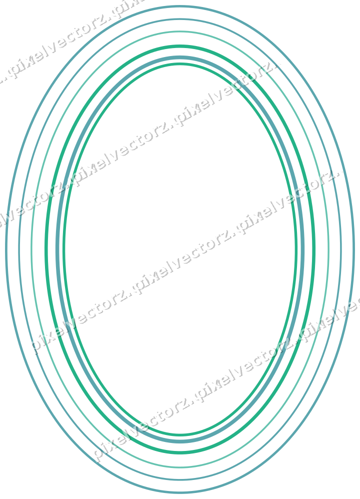Decorative line art frame in green and teal with oval