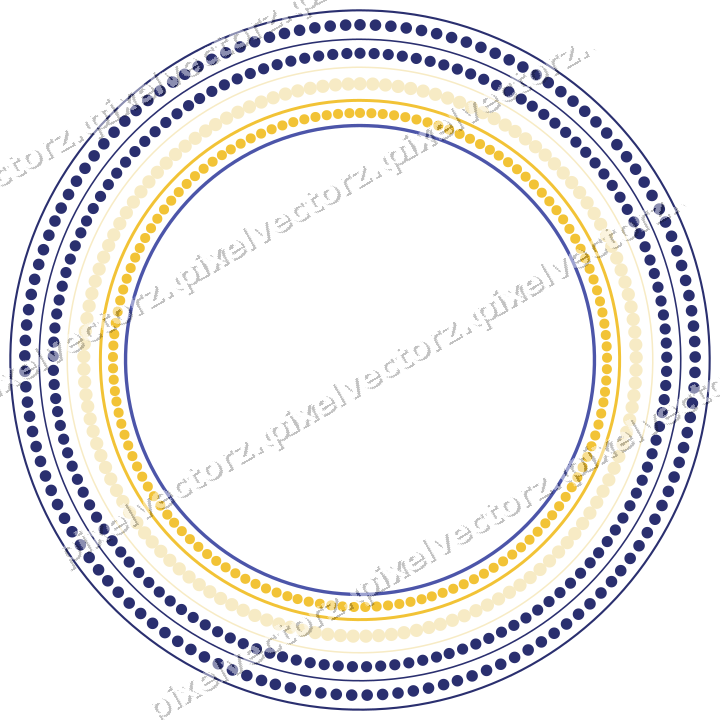 Decorative line art frame in dark blue and amber with oval