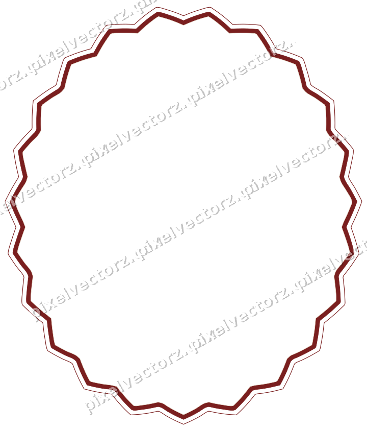 Decorative line art frame in dark red and dark green with oval