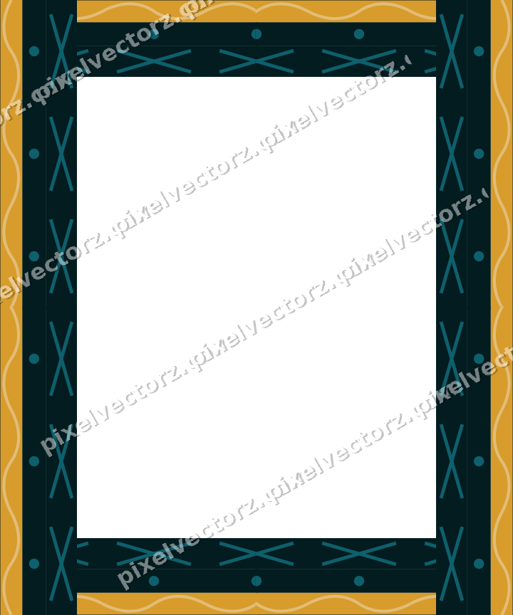 Decorative picture frame border in amber and dark teal with dot row