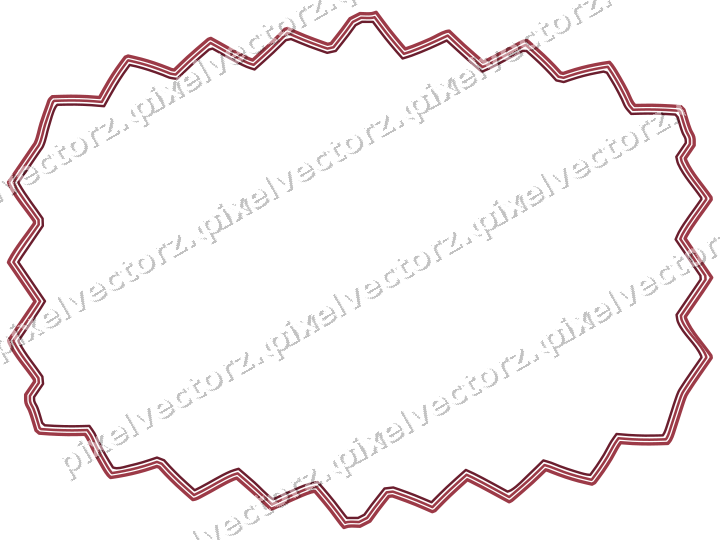 Decorative line art frame in dark pink and red with label plaque