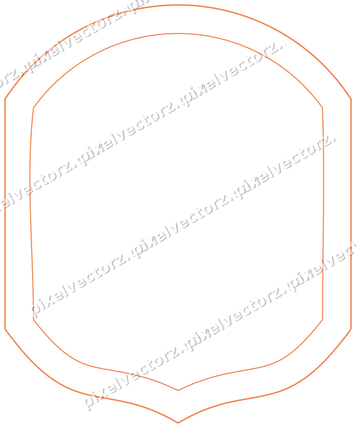 Decorative line art frame in orange and teal with label plaque