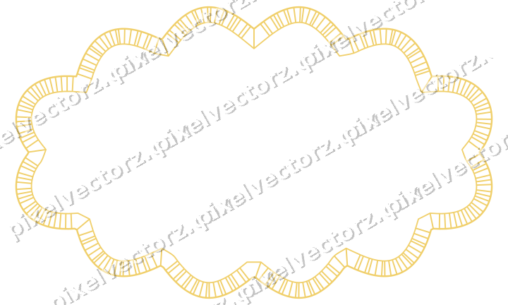 Decorative line art frame in amber and blue with oval