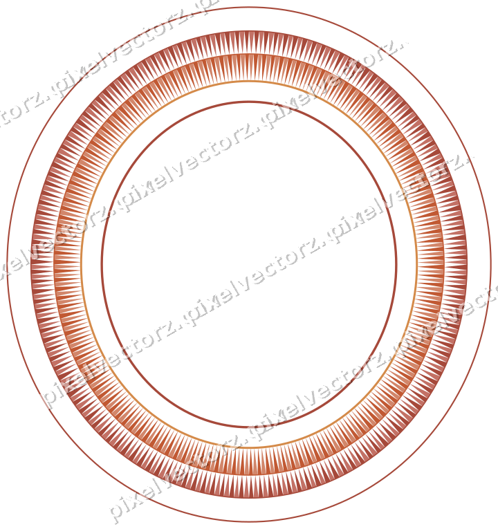 Decorative line art frame in orange and amber with oval and dentil
