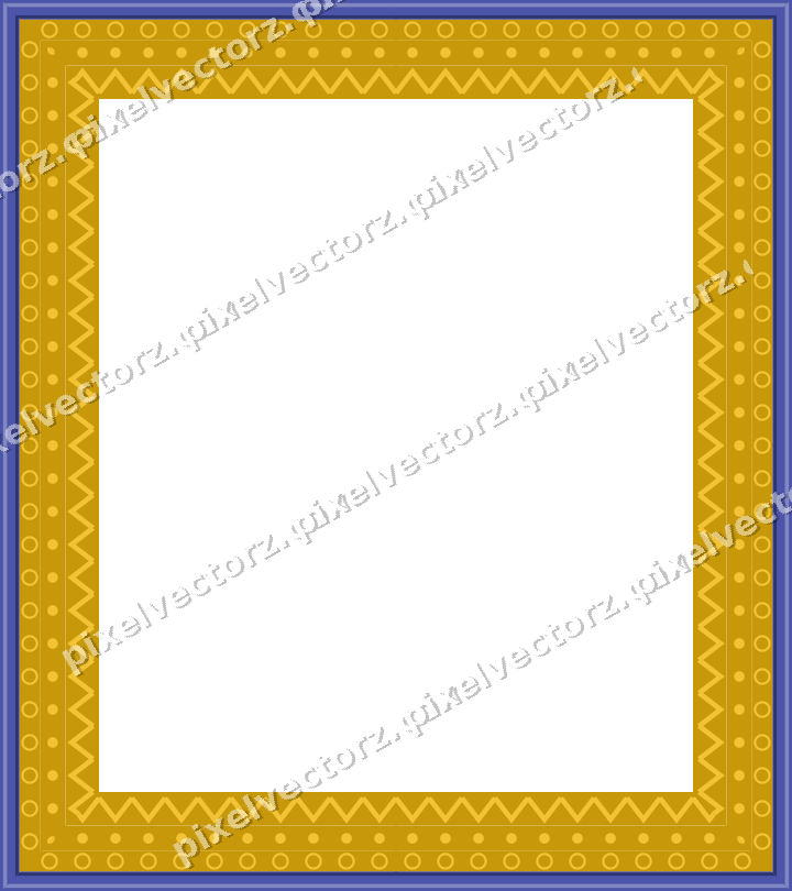 Decorative picture frame border in dark blue and amber with ring chain