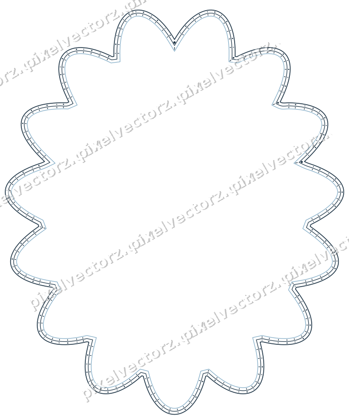 Decorative line art frame in orange and cyan with oval