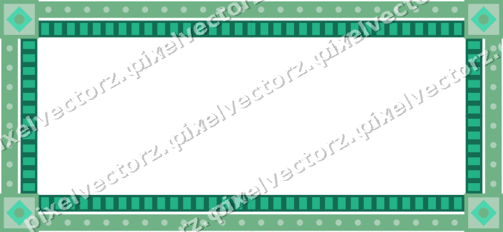 Decorative picture frame border in green and teal with dentil