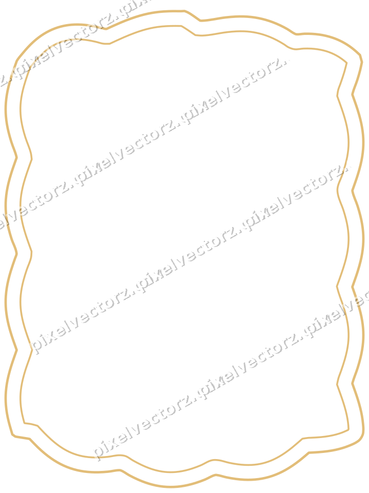 Decorative line art frame in amber and dark teal with label plaque
