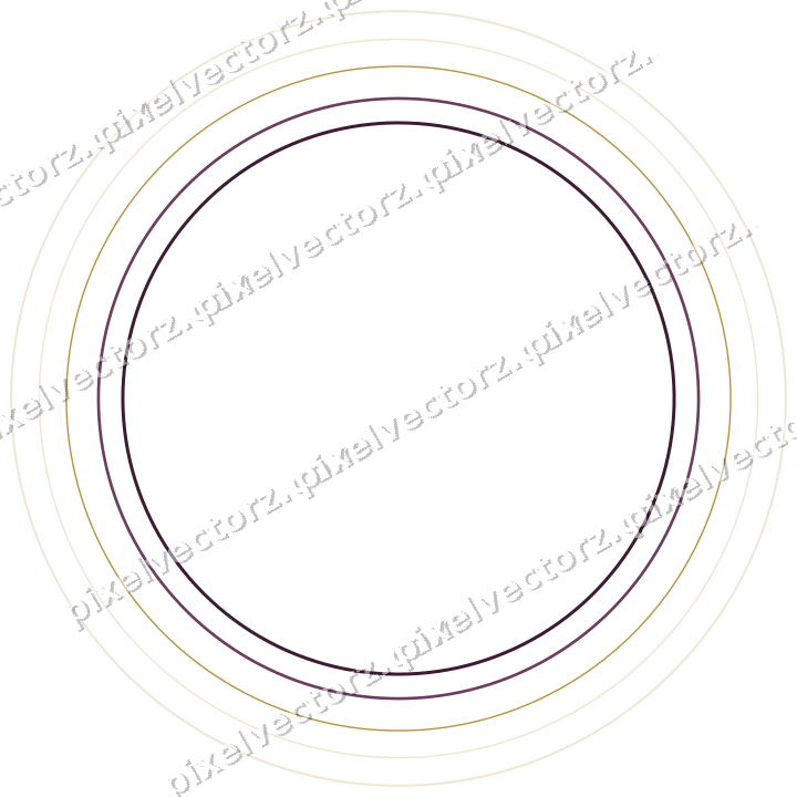 Decorative line art frame in dark magenta and amber with oval