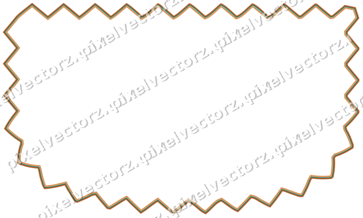 Decorative line art frame in orange and teal with shield