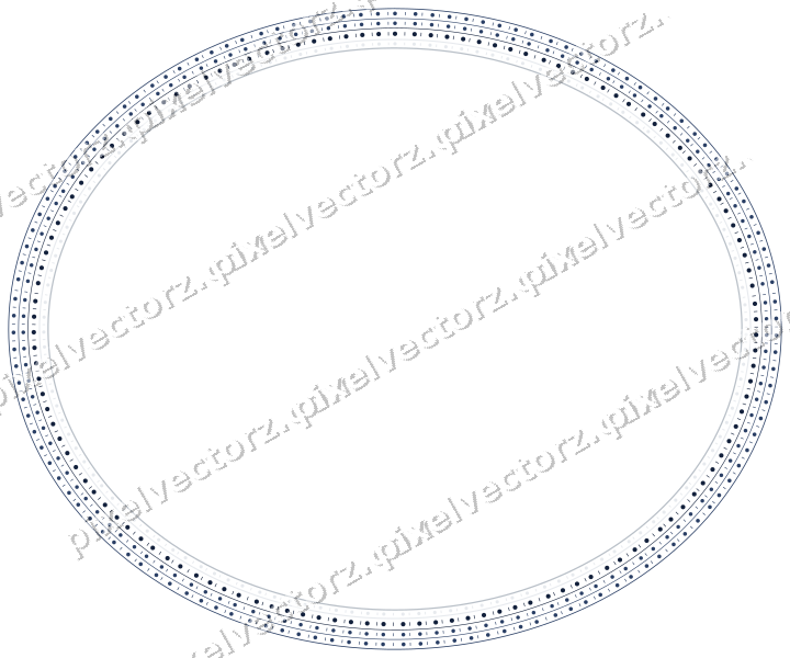 Decorative line art frame in dark blue and white with oval