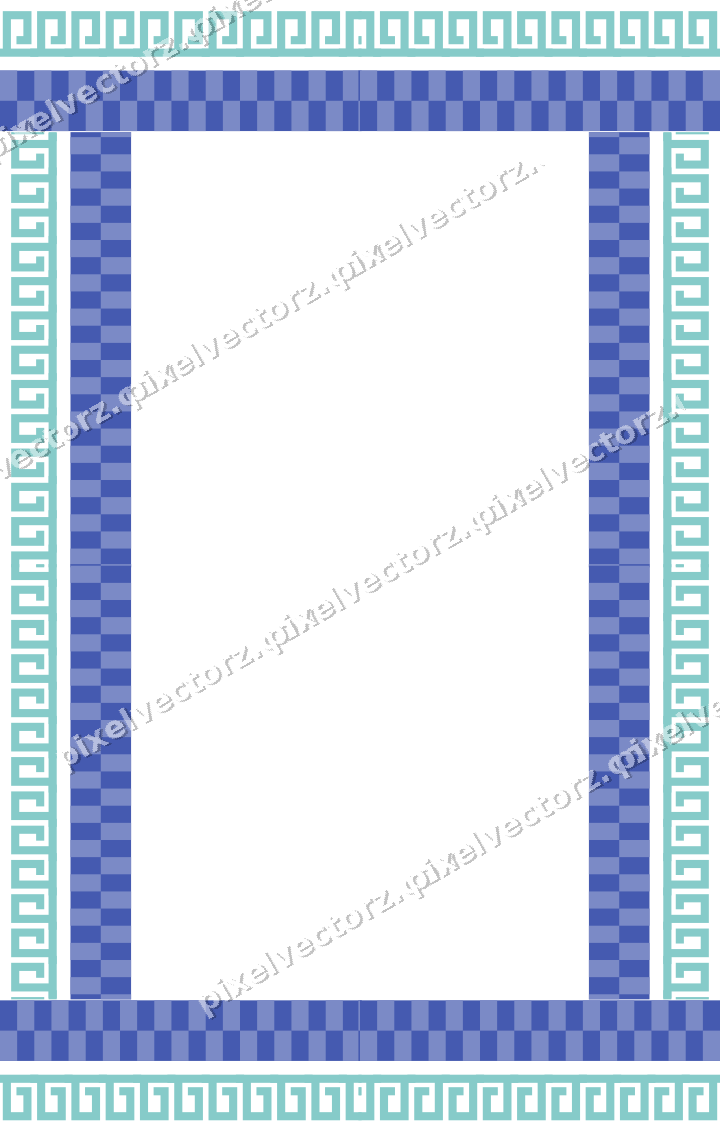 Decorative picture frame border in blue and cyan with greek key