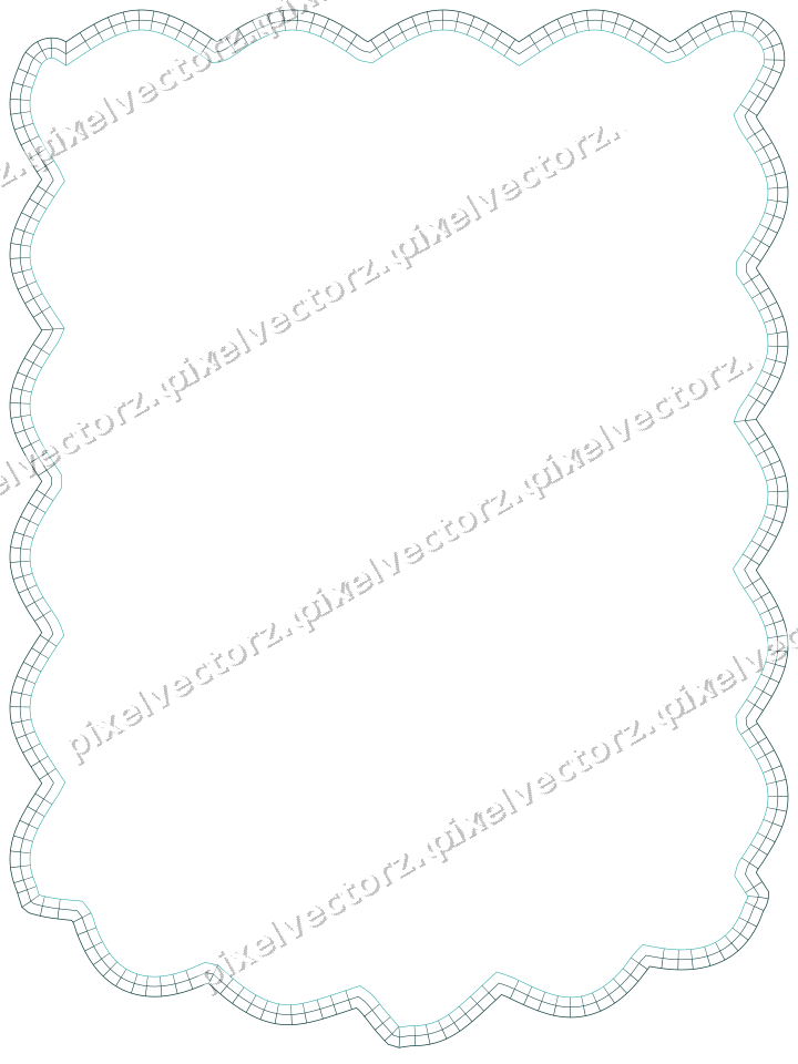 Decorative line art frame in orange and teal with label plaque