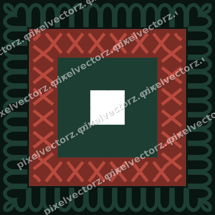 Decorative picture frame border in dark red with arcade frieze