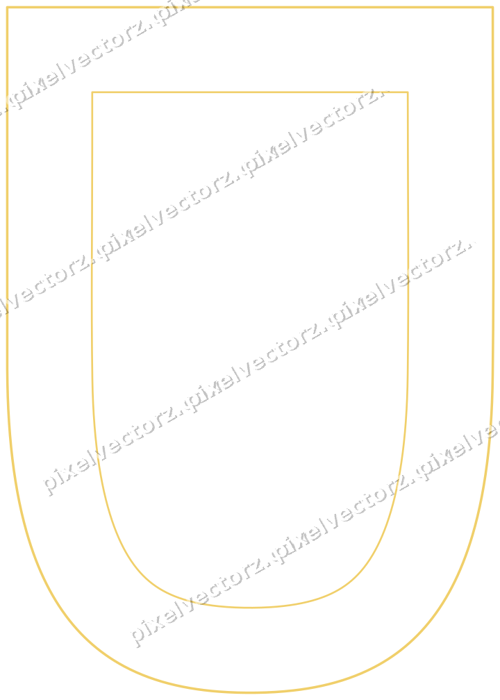 Decorative line art frame in amber and blue with shield