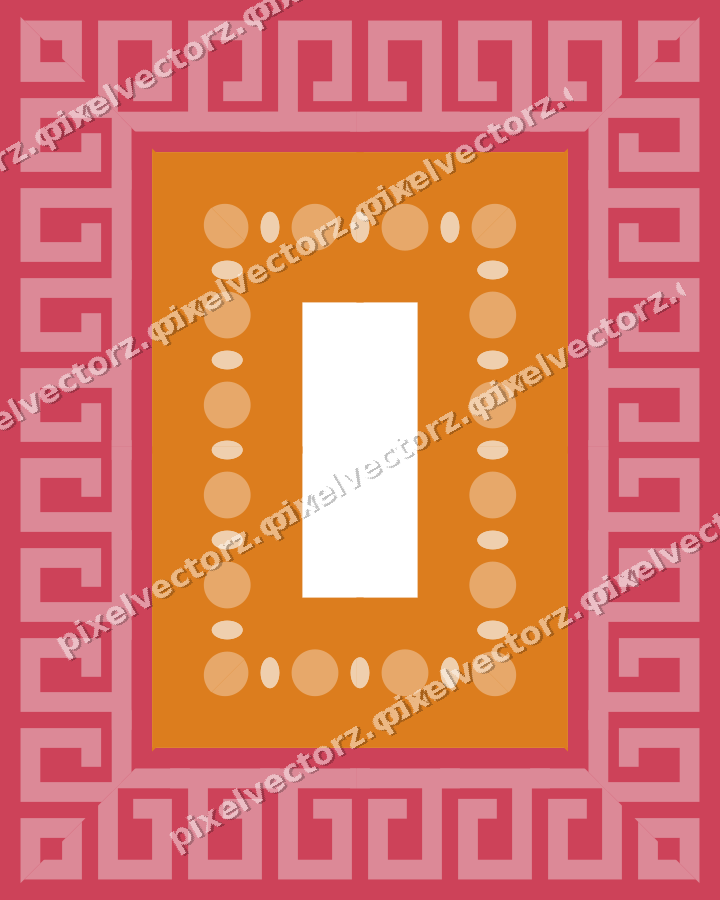 Decorative picture frame border in red and orange with greek key
