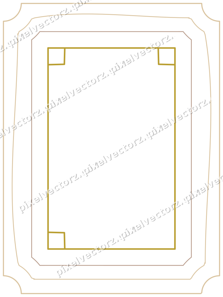 Decorative line art frame in amber and pale orange with label plaque