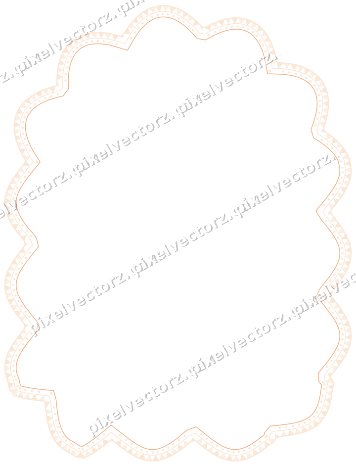 Decorative line art frame in blue and orange with label plaque